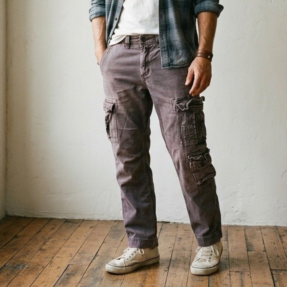 Abercrombie & Fitch Mens Cargo‎ Pants 29x30 Gray Loose Pocket Utility Gorpcore